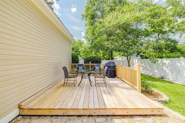 86 Fellwood Dr, Rincon, GA 31326 - wooden terrace featuring outdoor dining area and area for grilling