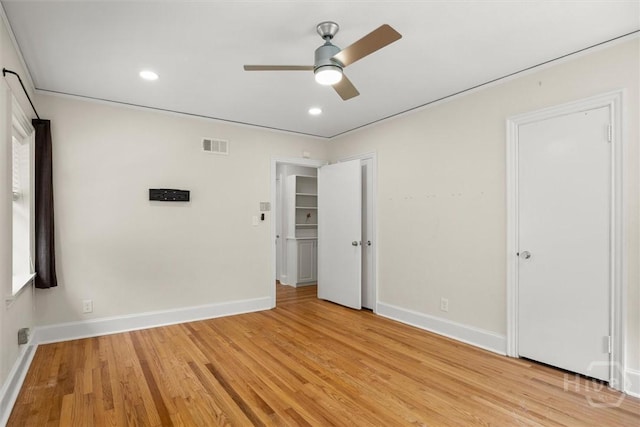 540 E 60th St, Savannah, GA 31405 - unfurnished bedroom featuring light wood-style floors, recessed lighting, and ceiling fan