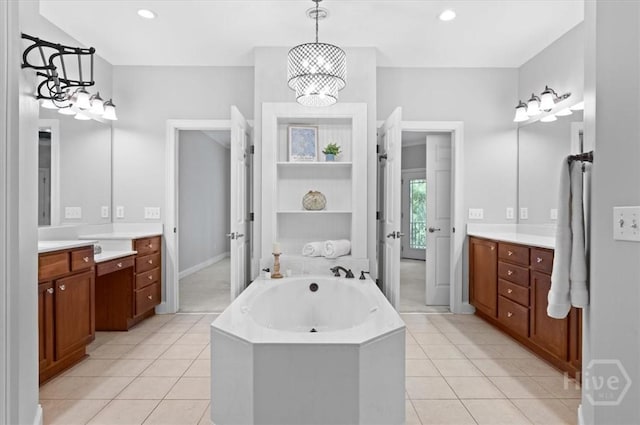 2604 River Oaks Dr Unit 2604, Richmond Hill, GA 31324 - full bath featuring a garden tub, vanity, and tile patterned flooring