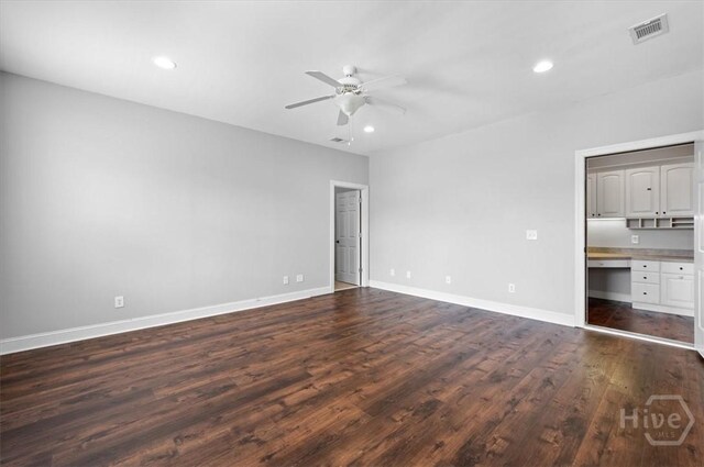 2604 River Oaks Dr Unit 2604, Richmond Hill, GA 31324 - unfurnished bedroom featuring dark wood finished floors, recessed lighting, and a ceiling fan