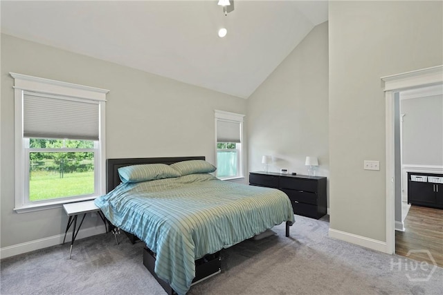 1226 Peacock Trl, Hinesville, GA 31313 - carpeted bedroom featuring multiple windows and high vaulted ceiling