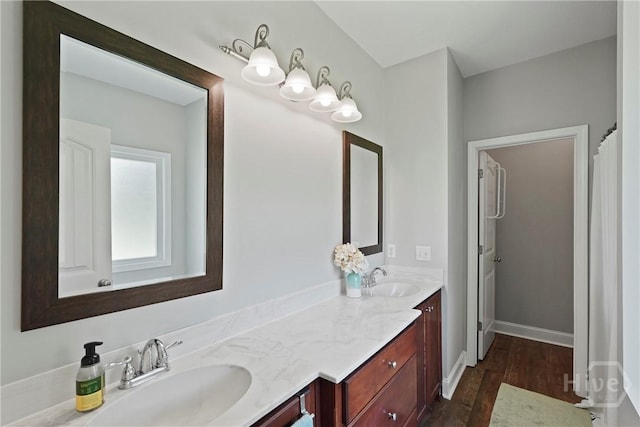 1226 Peacock Trl, Hinesville, GA 31313 - full bath featuring double vanity and wood finished floors