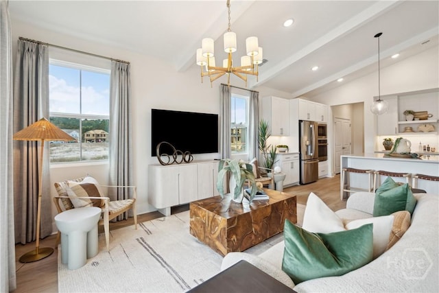 125 Mage St, Savannah, GA 31302 - living area with a chandelier, recessed lighting, and light wood finished floors
