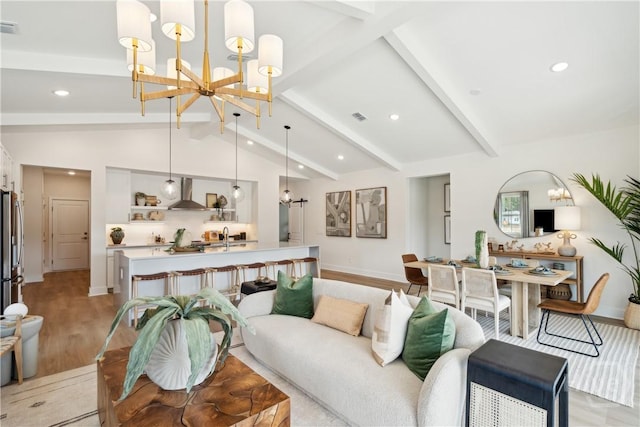 117 Mage St, Savannah, GA 31302 - living area featuring a chandelier, recessed lighting, and light wood-style floors