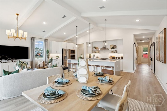 117 Mage St, Savannah, GA 31302 - dining area with light wood finished floors, recessed lighting, and a chandelier