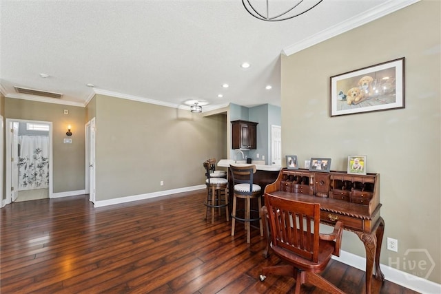 25 Savannah Ln, Richmond Hill, GA 31324 - dining area featuring wood-type flooring, crown molding, and recessed lighting