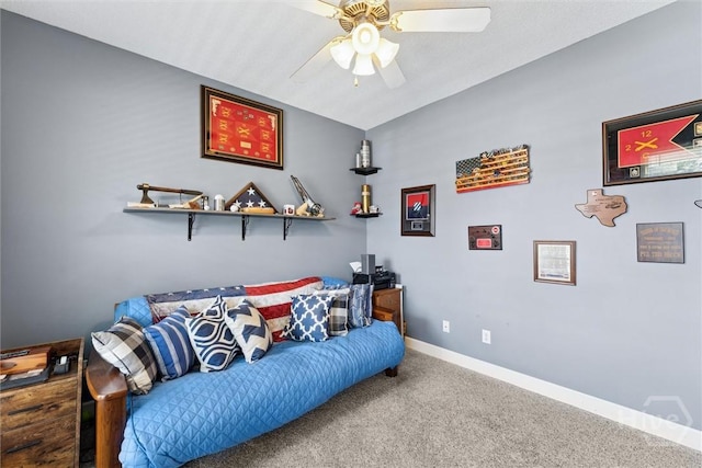 25 Savannah Ln, Richmond Hill, GA 31324 - carpeted bedroom with baseboards and ceiling fan