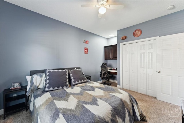25 Savannah Ln, Richmond Hill, GA 31324 - carpeted bedroom featuring a closet, an office area, and ceiling fan