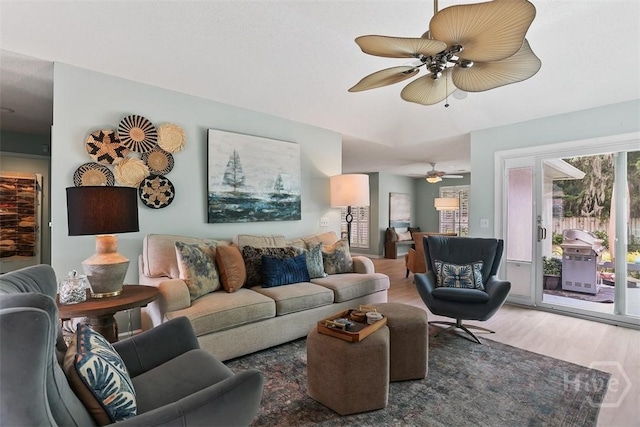144 Summer Winds Dr, Savannah, GA 31410 - living room with wood finished floors and ceiling fan