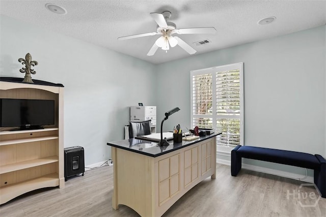 144 Summer Winds Dr, Savannah, GA 31410 - office featuring light wood finished floors, ceiling fan, and a textured ceiling