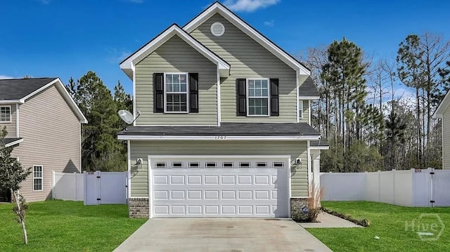 1207 Cypress Fall Cir, Hinesville, GA 31313 - traditional-style house with concrete driveway and a garage