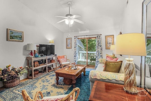 104 Shoals Dr Unit L8, Savannah, GA 31410 - living area featuring lofted ceiling, a ceiling fan, and wood finished floors