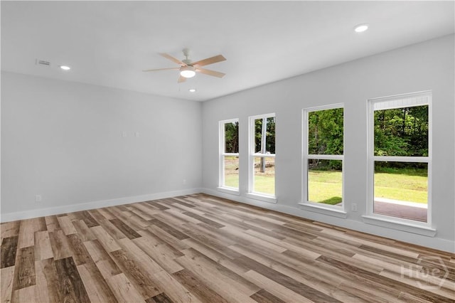 222 N Skinner Ave, Pooler, GA 31322 - unfurnished room with healthy amount of natural light, light wood-type flooring, ceiling fan, and recessed lighting