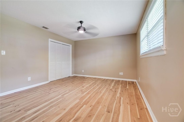 322 Suncrest Blvd, Savannah, GA 31410 - unfurnished bedroom featuring light wood-type flooring, a closet, and ceiling fan