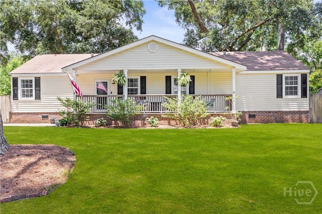 1001 Debbie St, Savannah, GA 31410 - view of front of property with crawl space, covered porch, a front lawn, and a shingled roof