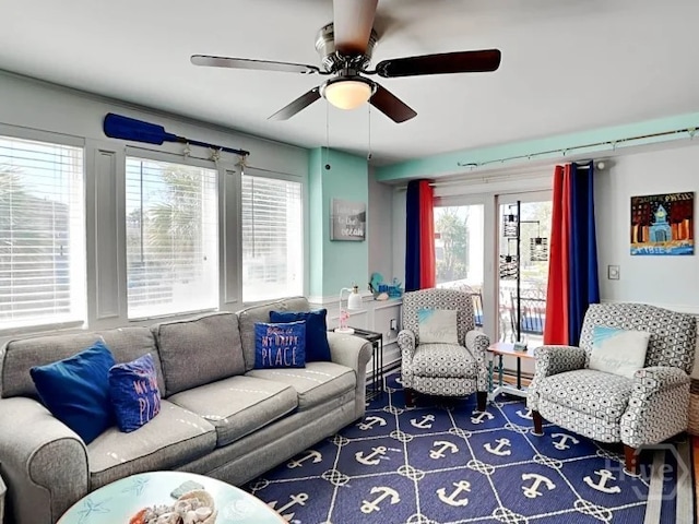 1415 Butler Ave Unit 1, Tybee Island, GA 31328 - living room featuring ceiling fan