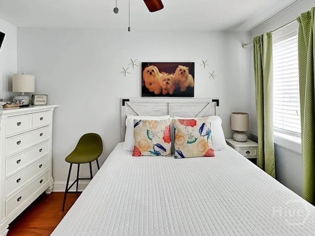 1415 Butler Ave Unit 1, Tybee Island, GA 31328 - bedroom with dark wood finished floors and ceiling fan