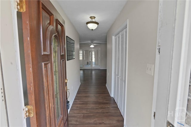 13609 Rockingham Ct, Savannah, GA 31419 - hallway featuring dark wood-type flooring