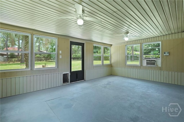 13609 Rockingham Ct, Savannah, GA 31419 - unfurnished sunroom featuring a ceiling fan, cooling unit, and healthy amount of natural light
