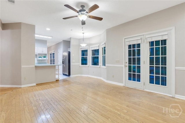 123 Companion Way, Savannah, GA 31419 - unfurnished living room featuring ceiling fan, light wood-type flooring, and recessed lighting