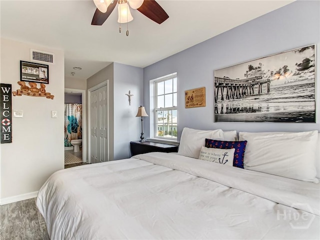8 Silver Ave Unit 9, Tybee Island, GA 31328 - bedroom featuring wood finished floors, a closet, and a ceiling fan