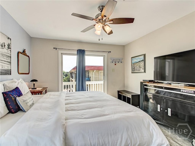8 Silver Ave Unit 9, Tybee Island, GA 31328 - bedroom featuring access to exterior and ceiling fan