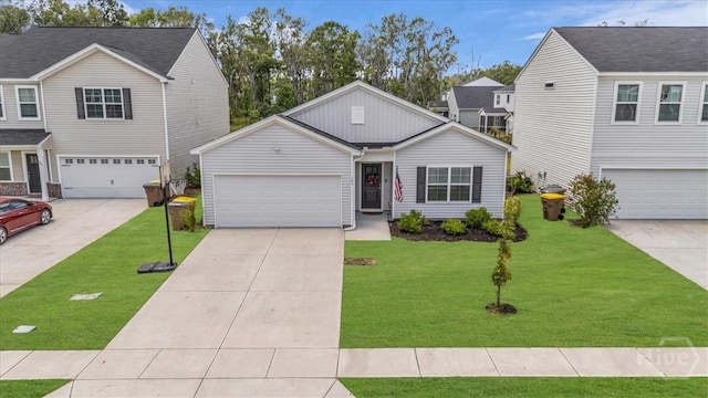 105 Jepson Way, Pooler, GA 31322 - view of front of home featuring board and batten siding, a front lawn, a garage, and concrete driveway