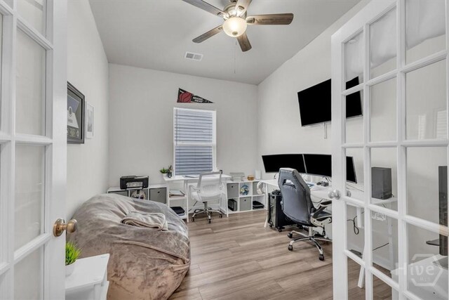 105 Jepson Way, Pooler, GA 31322 - home office with wood finished floors, ceiling fan, and french doors