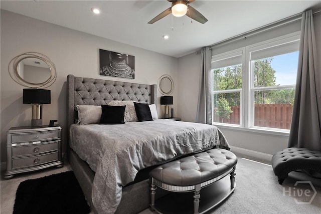 742 Longleaf Dr, Richmond Hill, GA 31324 - carpeted bedroom with recessed lighting and a ceiling fan
