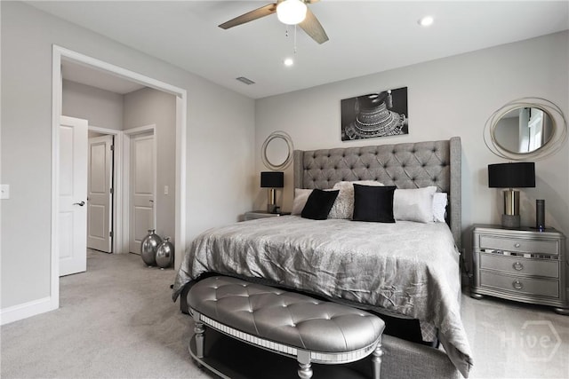 742 Longleaf Dr, Richmond Hill, GA 31324 - bedroom with carpet, a ceiling fan, and recessed lighting