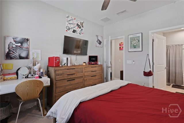 742 Longleaf Dr, Richmond Hill, GA 31324 - bedroom with ceiling fan and a desk