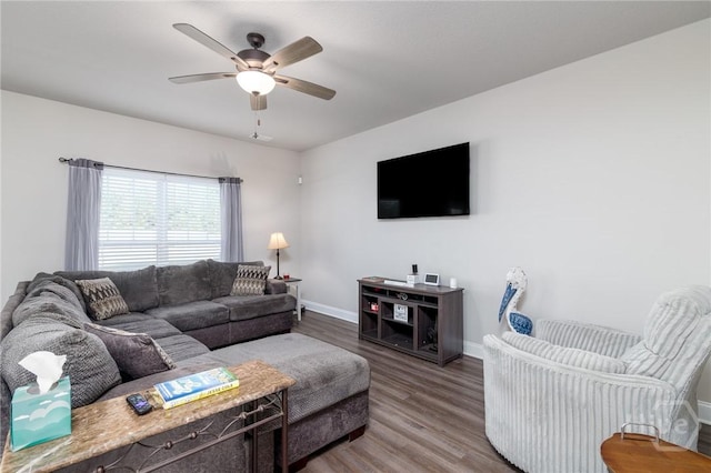 333 Providence Trce, Statesboro, GA 30461 - living room featuring ceiling fan and wood finished floors