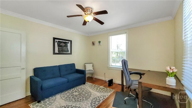 202 Columbus Dr, Savannah, GA 31405 - office space featuring wood finished floors, a ceiling fan, and ornamental molding