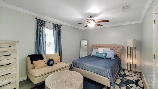 202 Columbus Dr, Savannah, GA 31405 - bedroom with crown molding and ceiling fan