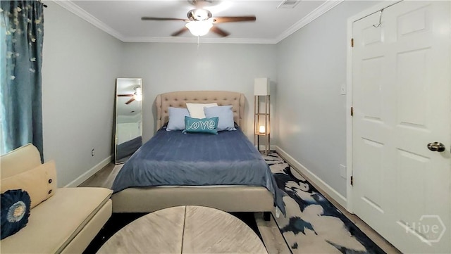 202 Columbus Dr, Savannah, GA 31405 - bedroom with ornamental molding and a ceiling fan
