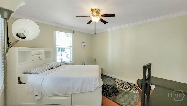 202 Columbus Dr, Savannah, GA 31405 - bedroom featuring crown molding and a ceiling fan