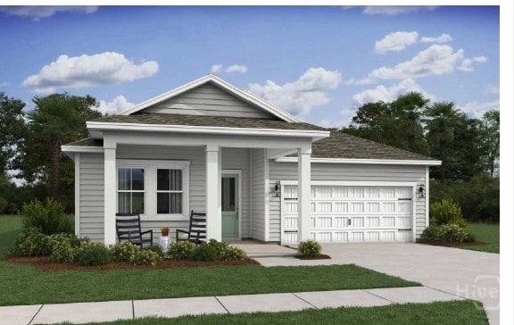 120 Mage St, Savannah, GA 31302 - view of front facade featuring driveway, a garage, covered porch, and a shingled roof