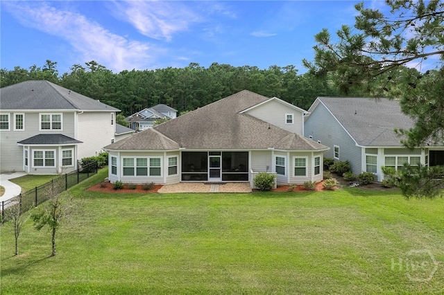 28 Misty Marsh Dr, Savannah, GA 31419 - rear view of house with a sunroom and roof with shingles
