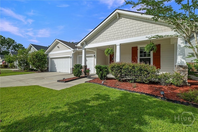 28 Misty Marsh Dr, Savannah, GA 31419 - craftsman house featuring a front yard, a garage, concrete driveway, and a porch