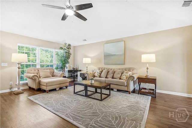 139 Crossover Ln, Savannah, GA 31410 - living area featuring wood finished floors, ceiling fan, and lofted ceiling