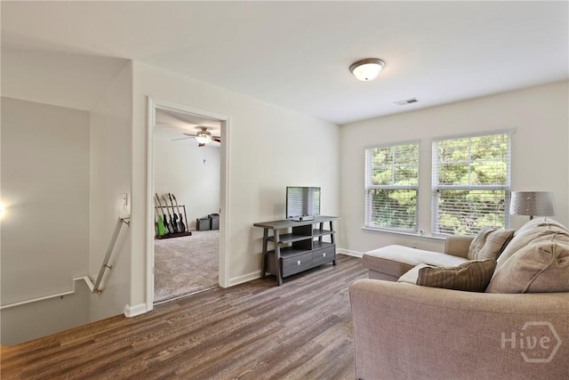 30 Melody Dr, Pooler, GA 31322 - living room featuring dark wood finished floors and ceiling fan
