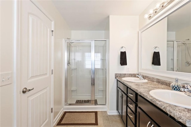 30 Melody Dr, Pooler, GA 31322 - full bathroom featuring double vanity, a stall shower, and tile patterned flooring