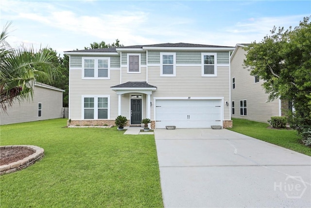 30 Melody Dr, Pooler, GA 31322 - traditional home featuring a garage, concrete driveway, a front yard, and a shingled roof