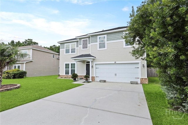 30 Melody Dr, Pooler, GA 31322 - view of front of property featuring concrete driveway, a front lawn, and a garage