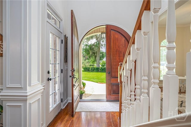 210 Windsong Dr, Richmond Hill, GA 31324 - foyer with stairway and hardwood / wood-style flooring