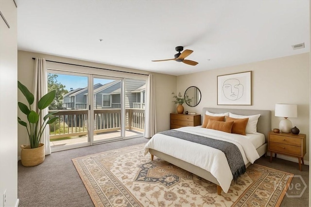 3005 River Dr Unit 302, Savannah, GA 31404 - bedroom with access to outside, carpet, and a ceiling fan