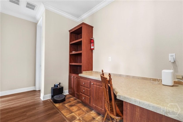 586 Church Cir, Jesup, GA 31545 - office featuring crown molding and dark wood-style flooring