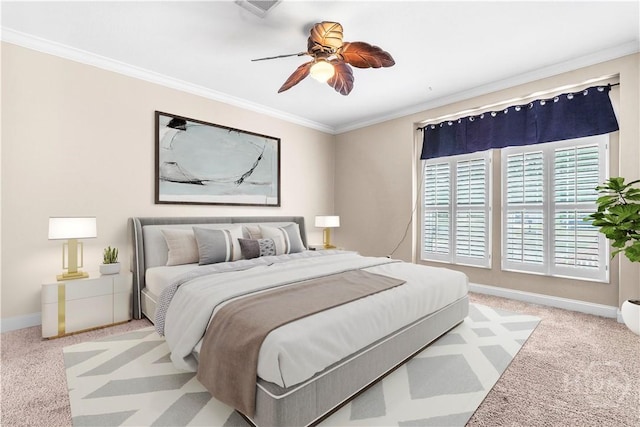 586 Church Cir, Jesup, GA 31545 - bedroom with carpet flooring, crown molding, and a ceiling fan
