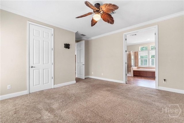 586 Church Cir, Jesup, GA 31545 - unfurnished bedroom with carpet floors, crown molding, and ensuite bath