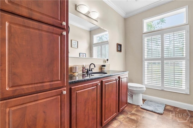 586 Church Cir, Jesup, GA 31545 - bathroom featuring ornamental molding, vanity, healthy amount of natural light, and tile patterned floors